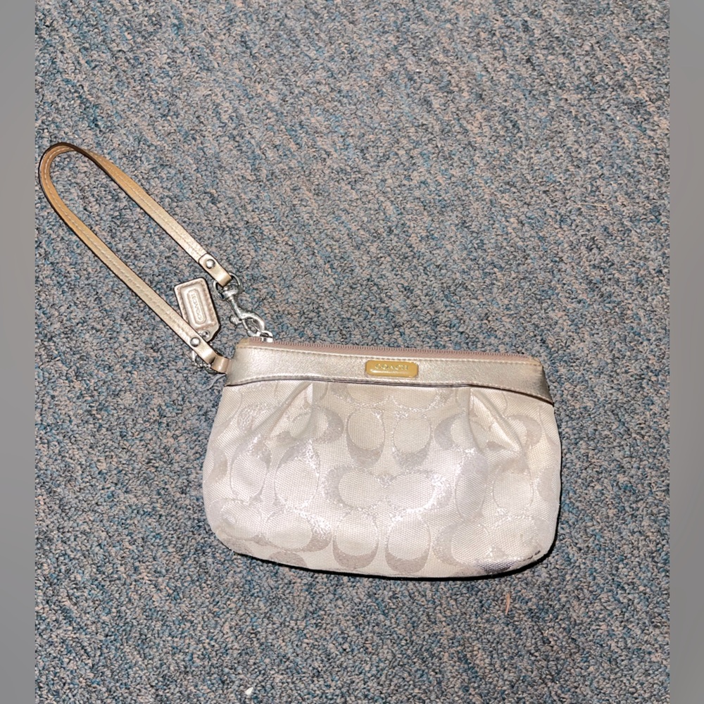 Khaki Gold Coach Wristlet